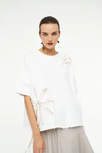 Adhara Üç İplik Bluz - Beyaz - 1