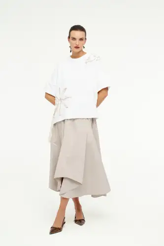 Adhara Üç İplik Bluz - Beyaz - 2