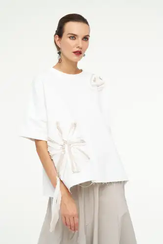 Adhara Üç İplik Bluz - Beyaz - 3