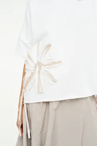 Adhara Üç İplik Bluz - Beyaz - 4