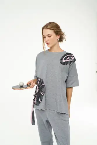 Adhara Üç İplik Bluz - Gri - 3