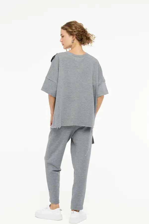 Adhara Üç İplik Bluz - Gri - 6