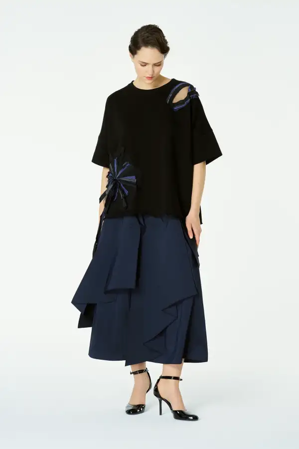 Adhara Üç İplik Bluz - Siyah - 2