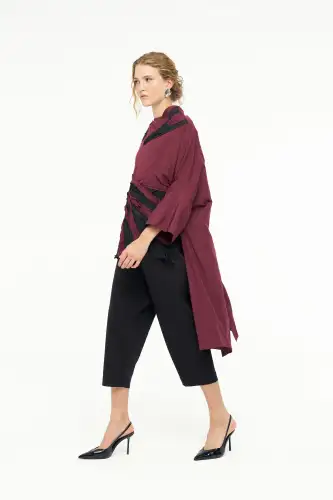 Adhara Uzun Kol Bluz - Bordo - 5