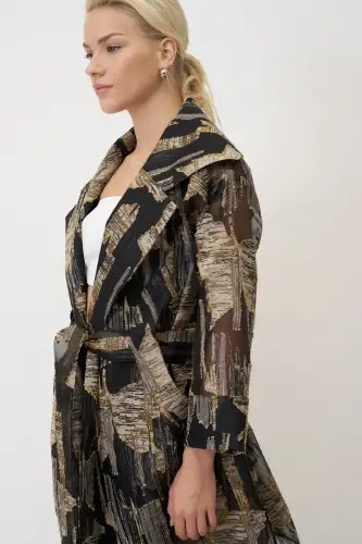 Altın Desenli Jakarlı Transparan Marathi Kap - 3