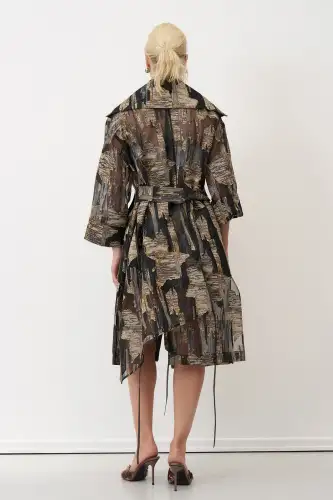 Altın Desenli Jakarlı Transparan Marathi Kap - 5