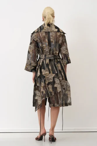 Altın Desenli Jakarlı Transparan Marathi Kap - 5