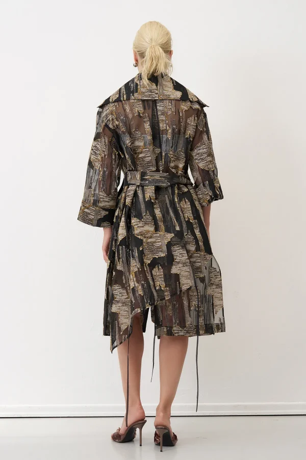 Altın Desenli Jakarlı Transparan Marathi Kap - 5