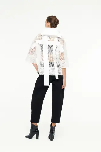 Aquila Yakalı Bluz - Beyaz - 6