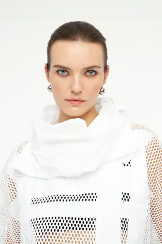 Aquila Yakalı Bluz - Beyaz - 4