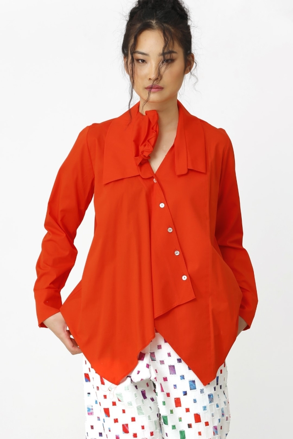 Asymmetric Shirt - Coral - 3