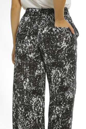 Back Elastic Patterned Printed Pants - Coral - 4