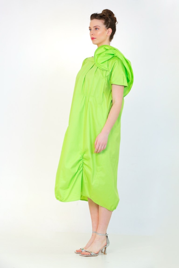 Bale Kollu Elbise - Yeşil - 2