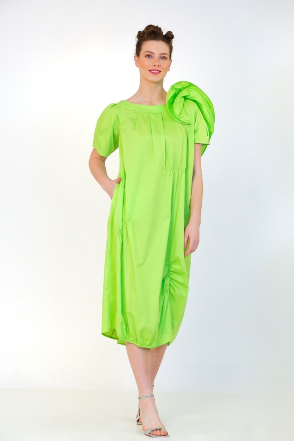 فستان بأكمام باليه - أخضر - 1