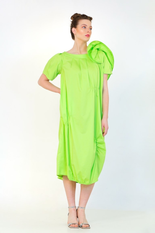 Ballet Sleeve Dress - Green - 3