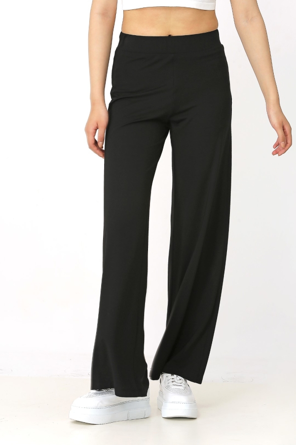 Basic Plain Jersey Pants - Black - 1