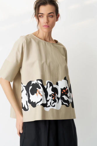 Baskılı Bluz - Sand 