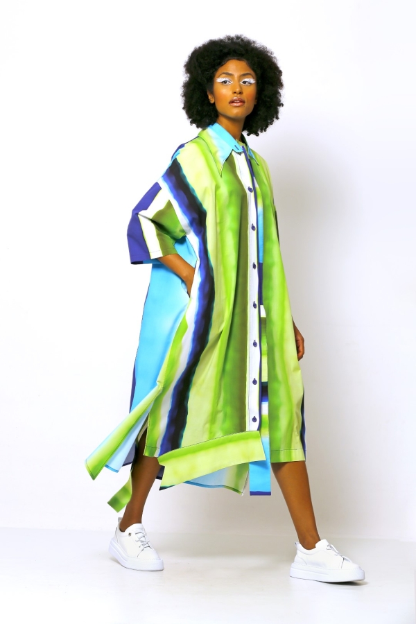 Batik Desenli Gömlek Elbise - Desenli - 2