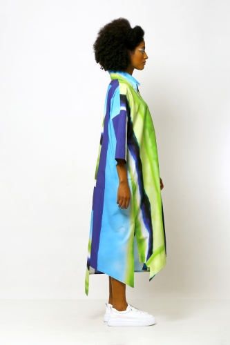 Batik Desenli Gömlek Elbise - Desenli - 3