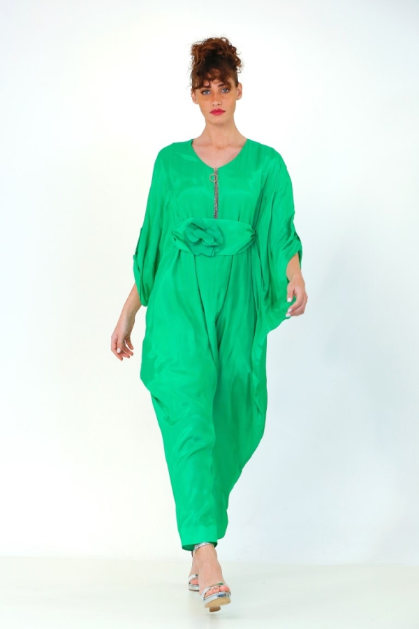 Batwing Jumpsuit - Green - 1