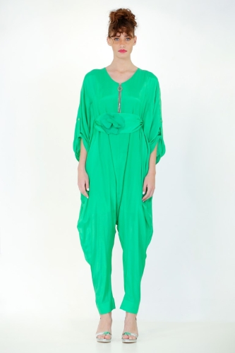 Batwing Jumpsuit - Green - 2