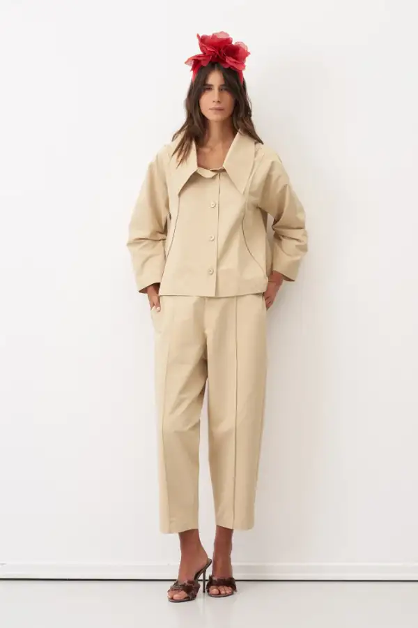 Bej Büyük Yaka Bedeni Üste Oturan Alatonisi Ceket - 2