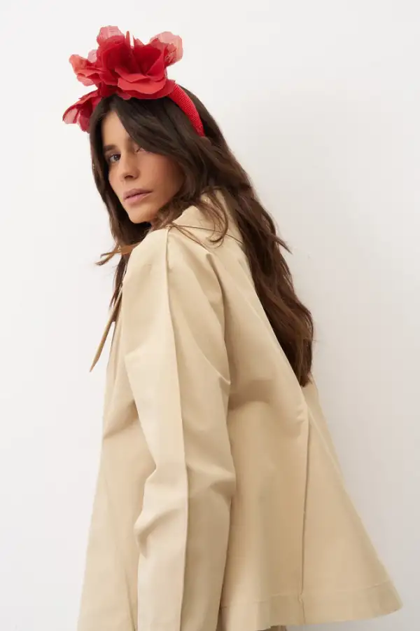 Bej Büyük Yaka Bedeni Üste Oturan Alatonisi Ceket - 5