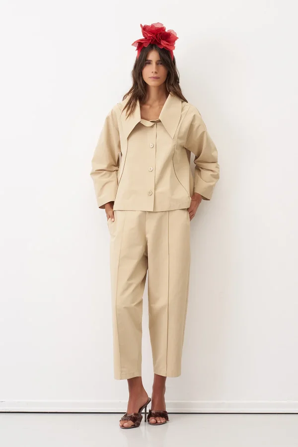 Bej Büyük Yaka Bedeni Üste Oturan Alatonisi Ceket - 2