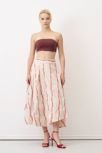 Bej Çizgi Detaylı Psomi Etek - 3