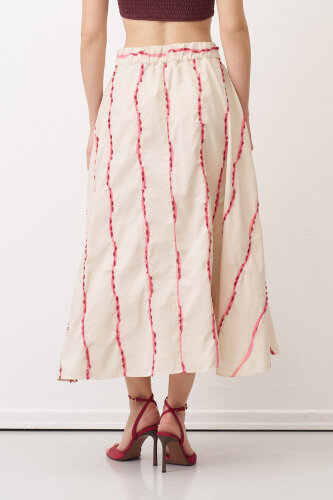 Bej Çizgi Detaylı Psomi Etek - 4