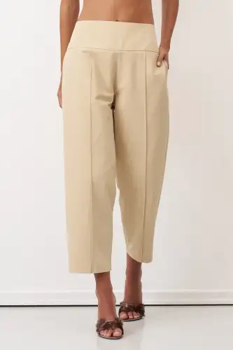 Bej Dikiş İzli Bilek Boy Alatonisi Pantolon - 1