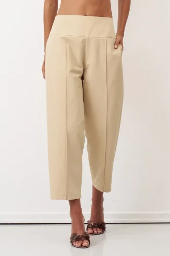 Bej Dikiş İzli Bilek Boy Alatonisi Pantolon - 1