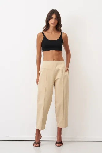 Bej Dikiş İzli Bilek Boy Alatonisi Pantolon - 2