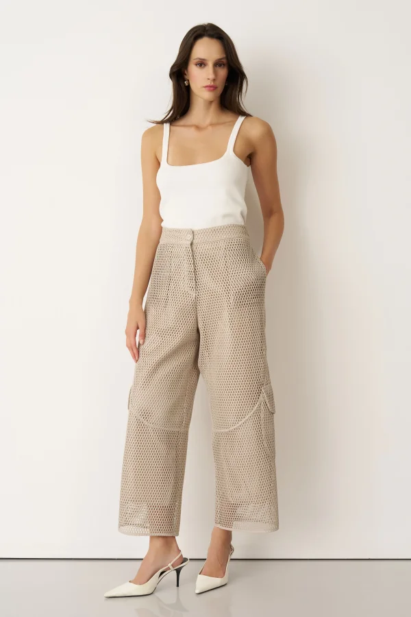 Bej File Dokulu Kalavria Kargo Pantolon - 1