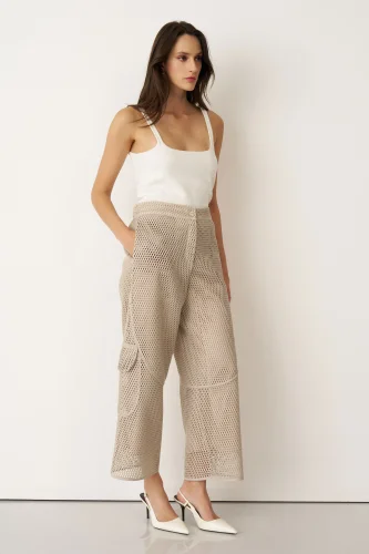 Bej File Dokulu Kalavria Kargo Pantolon - 3