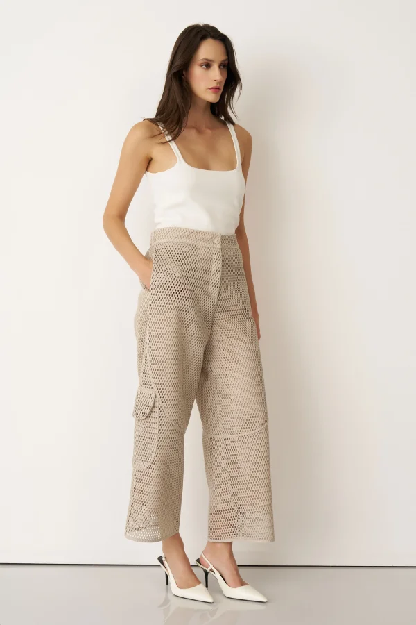 Bej File Dokulu Kalavria Kargo Pantolon - 3