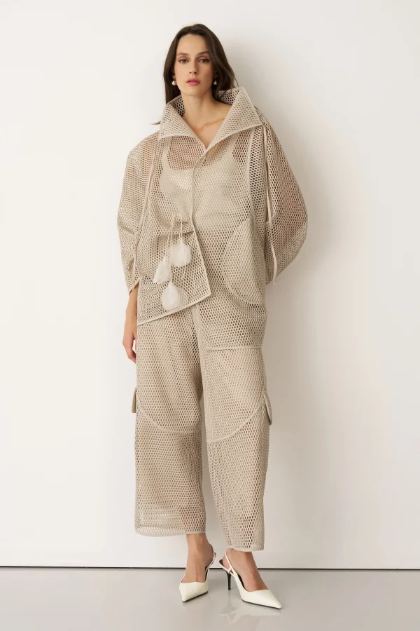 Bej File Dokulu Kalavria Kargo Pantolon - 5