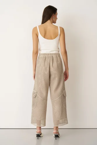 Bej File Dokulu Kalavria Kargo Pantolon - 6