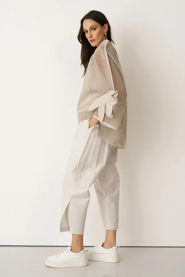 Bej File Dokulu Kolu Çiçekli Kalavria Bluz - 4