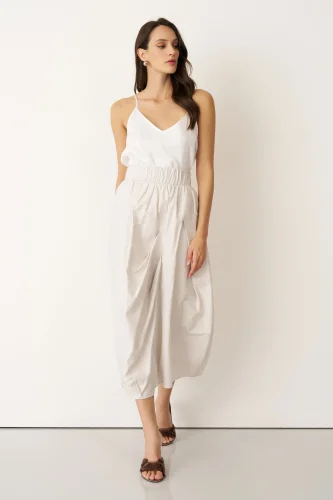 Bej Lastikli Bel Balon Form Koufi Etek - 3