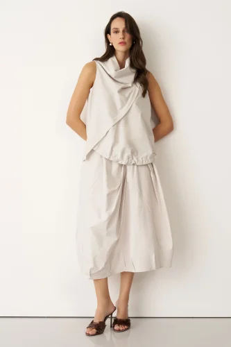 Bej Lastikli Bel Balon Form Koufi Etek - BIZE (1)