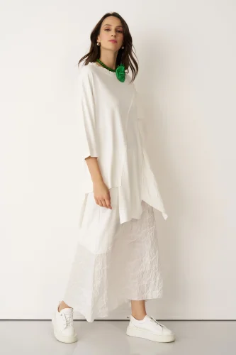 Beyaz Asimetrik Kesim Kokkino Bluz - 4