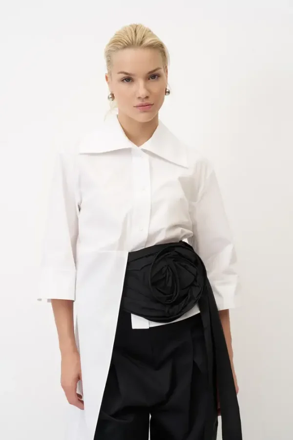 Beyaz Bir Yanı Uzun Bir Yanı Kısa Oxia Gömlek - 3