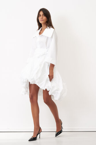 Beyaz Etek Ucu Balon Beli Kemerli Kythera Kap - 5