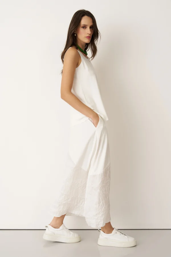 Beyaz Kırışık Tafta Kumaş Miksli Kokkino Etek - 3