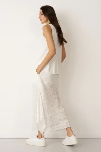 Beyaz Kırışık Tafta Kumaş Miksli Kokkino Etek - 4