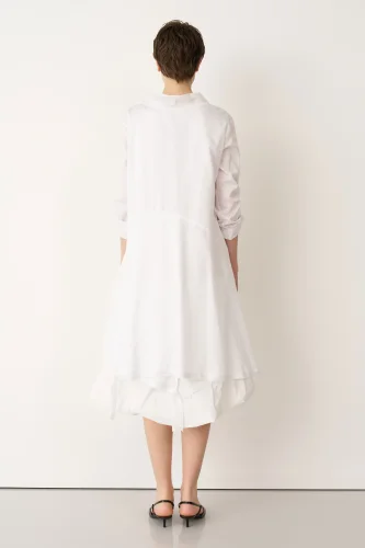 Beyaz Önü Baskılı Etek Ucu Büzülebilen Megalo Tunik - 5