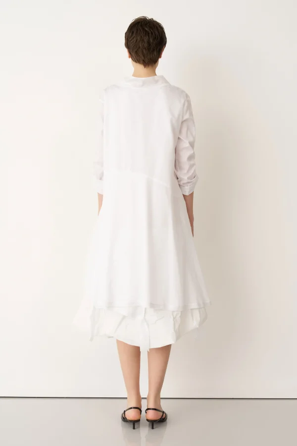 Beyaz Önü Baskılı Etek Ucu Büzülebilen Megalo Tunik - 5