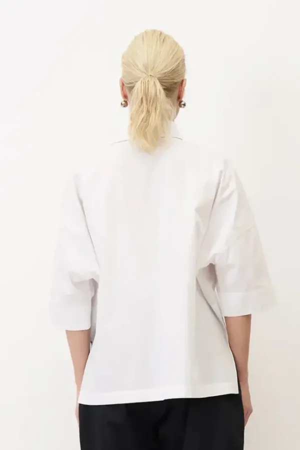 Beyaz Patch Dantelli Chalki Gömlek - 6