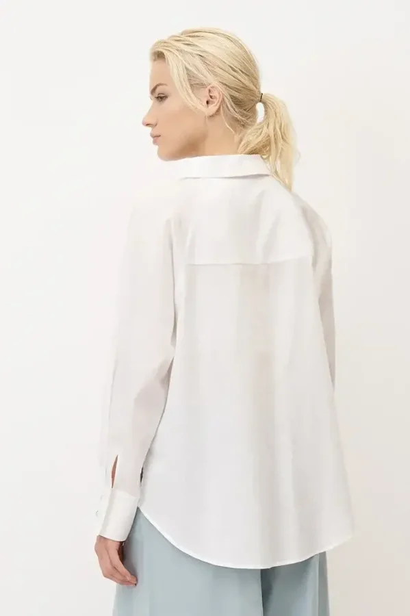 Beyaz Renkli Düğmeli Önü Cepli Nisaki Gömlek - 4